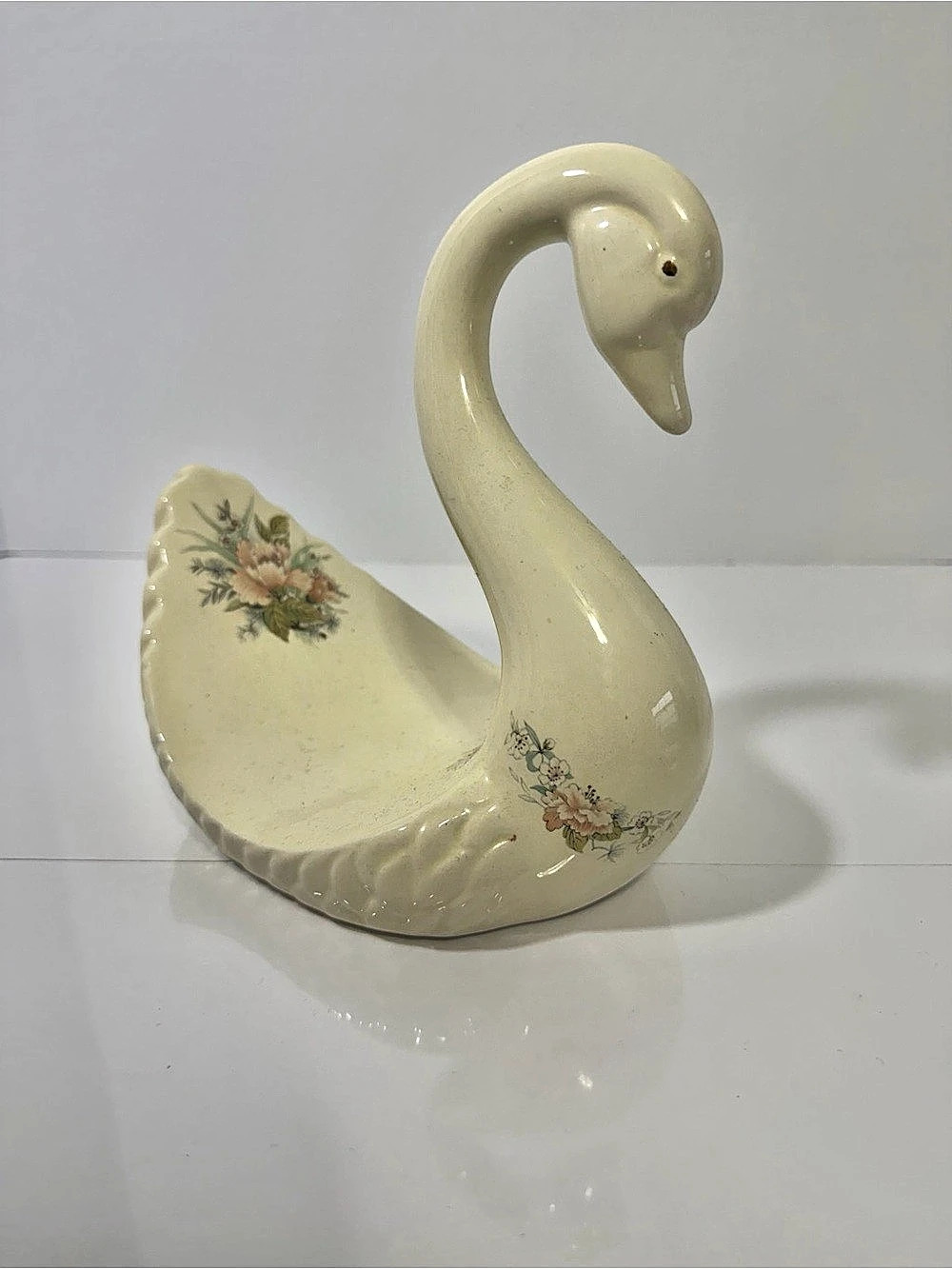 Vintage VB Athena Rose Rhapsody Ceramic Swan Towel Holder EUC